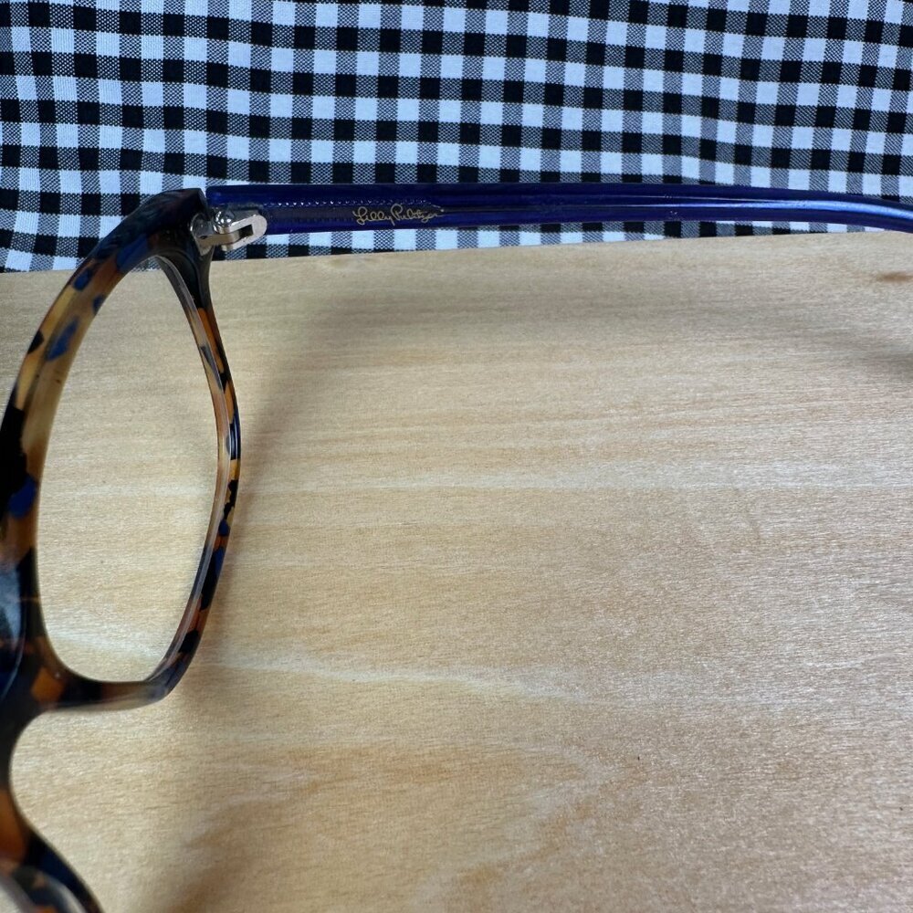 Lilly Pulitzer Brynn Tortoise & Blue Acrylic Oval Cat-Eye Eyeglasses - Picture 4 of 4